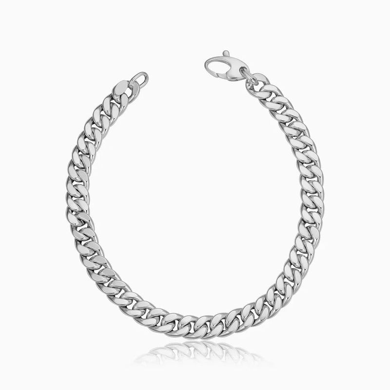 Cuban Link Bracelet in White Gold