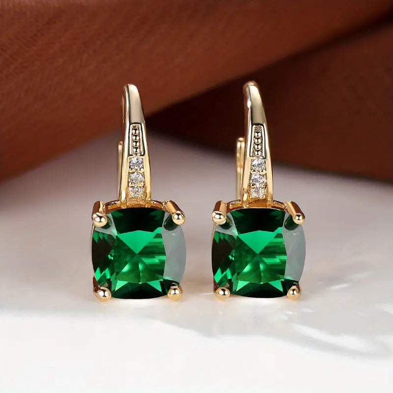 Candice - Gold Mystic Stone Hoop Earrings