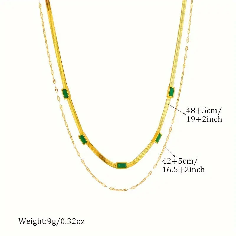 Sorella Gem - Gold Double-Layer Retro Necklace by