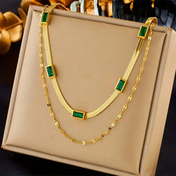 Sorella Gem - Gold Double-Layer Retro Necklace by