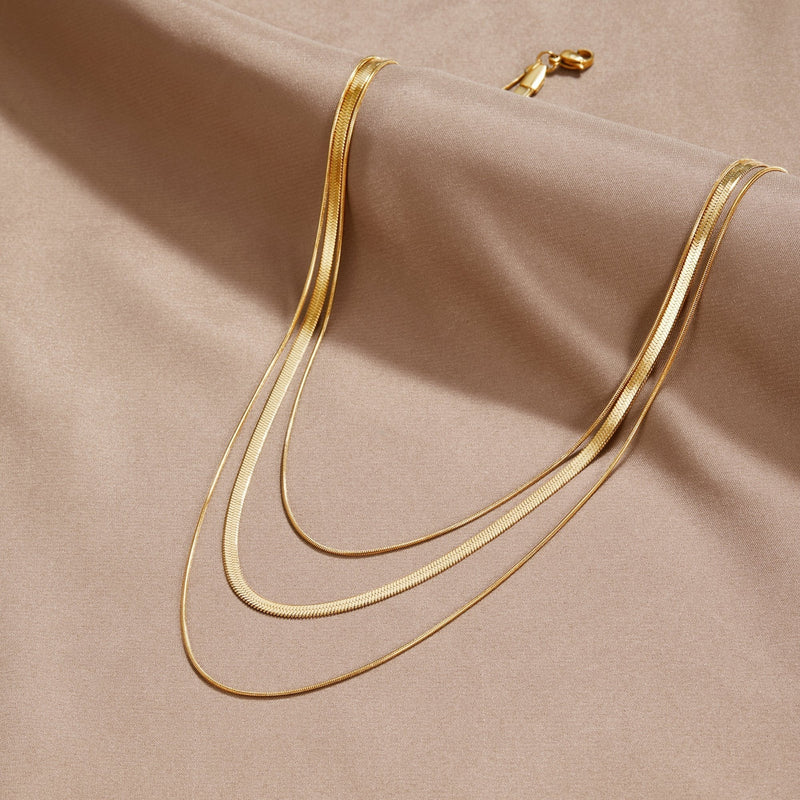 Amber - Layered Gold Necklace with Multiple Strands