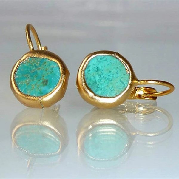 Gold Earrings with Turquoise Gemstones
