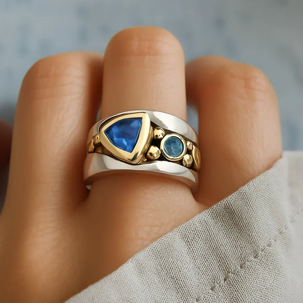 Retro Blue Zirconia Bohemian Ring