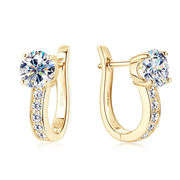 Eleanor - White Gold Channel Moissanite Huggie Earrings