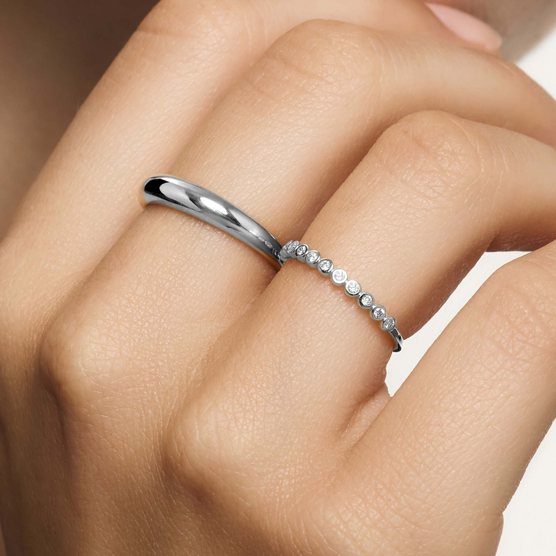 White Gold Diamond Bubble Ring