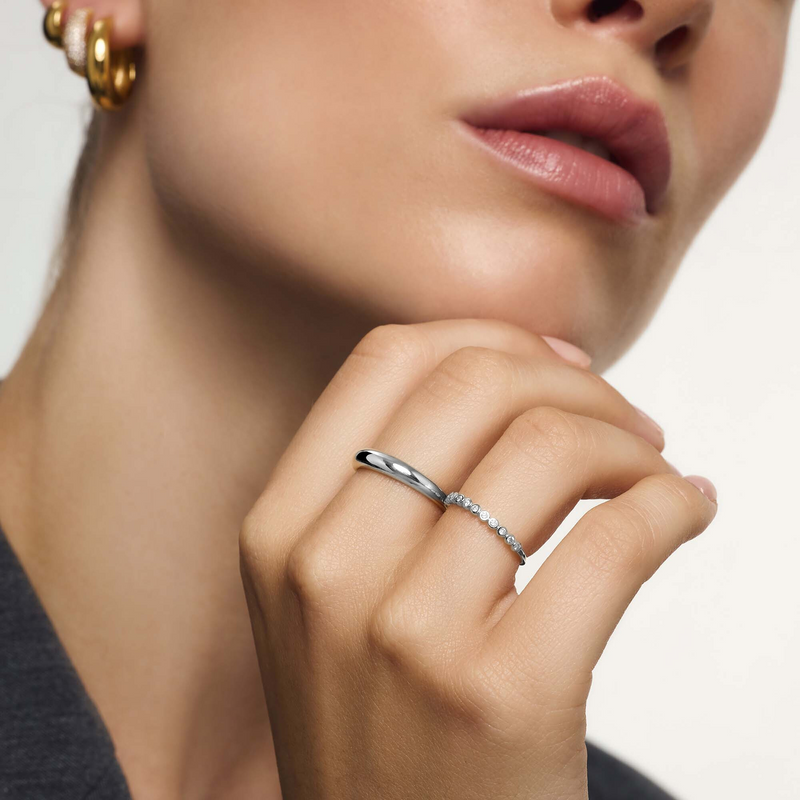 White Gold Diamond Bubble Ring