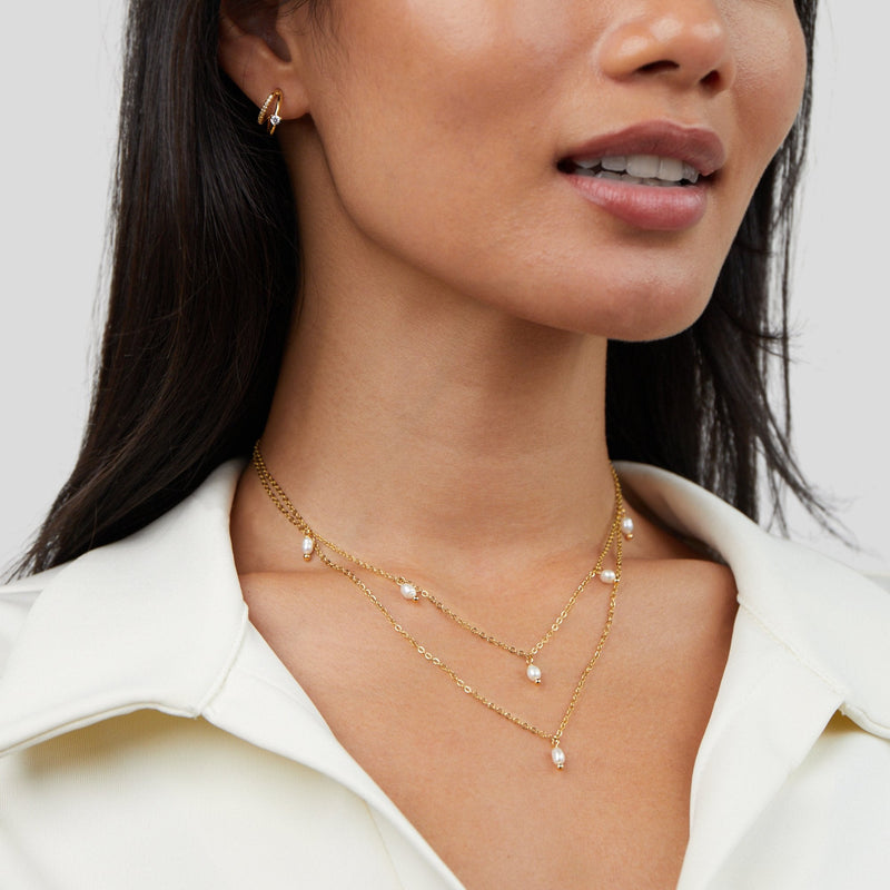 Aspen - Layered Necklace with Kay Pearl Drops
