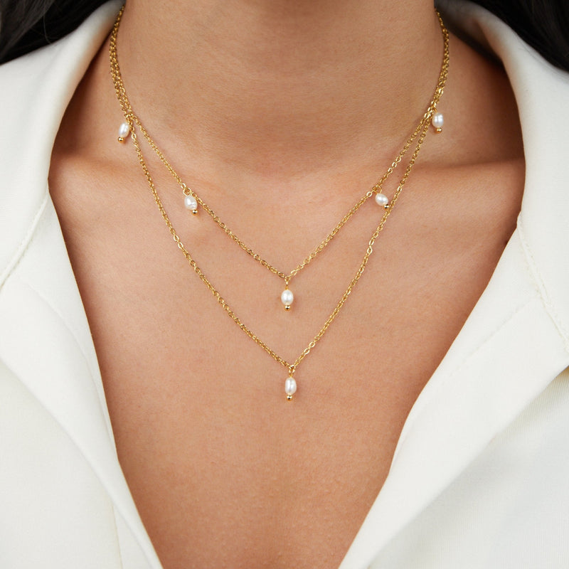 Aspen - Layered Necklace with Kay Pearl Drops