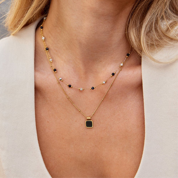 Anna - Midnight Luna Gemstone Necklace