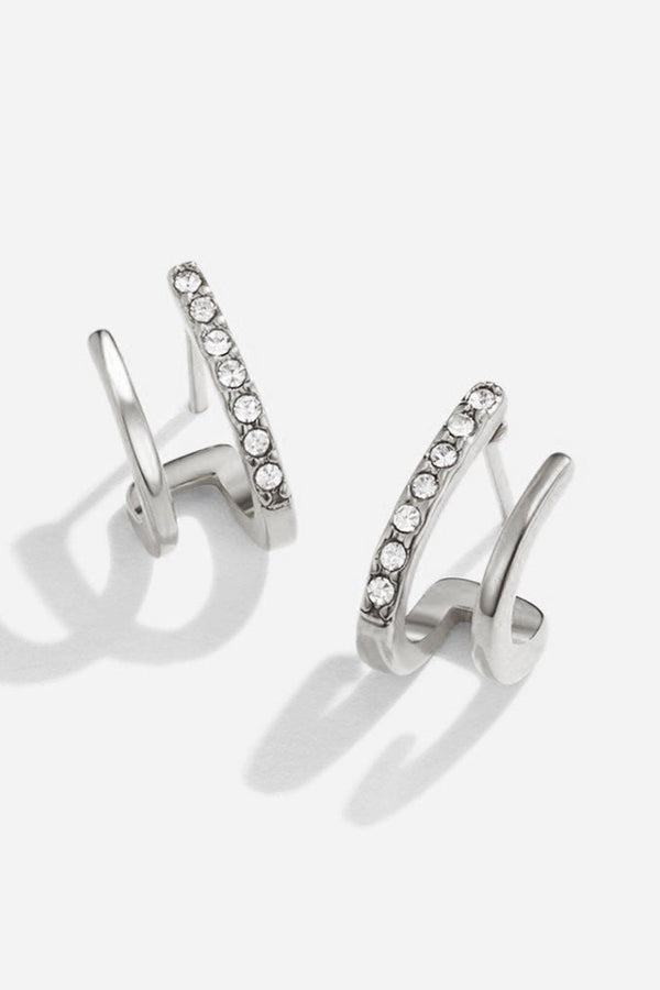 Crystal-Embellished Silver Claw Earrings
