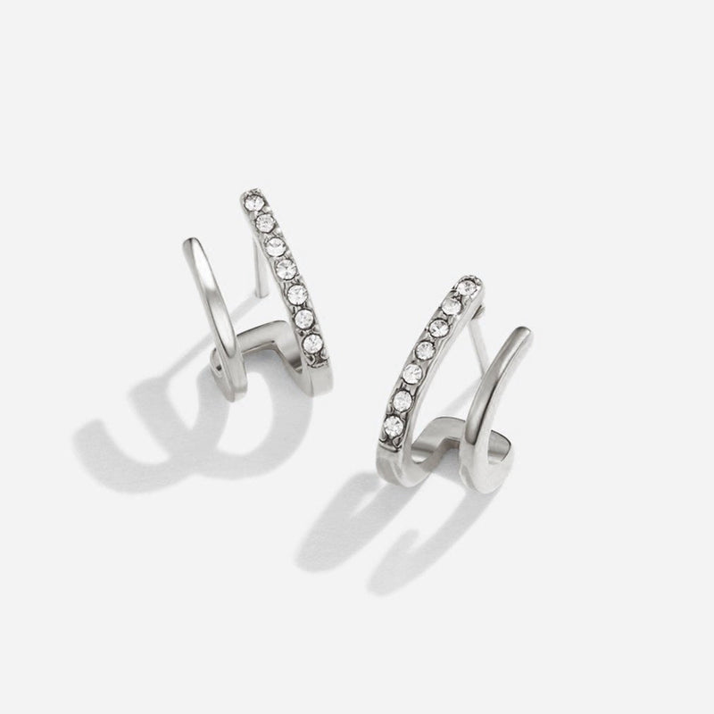 Crystal-Embellished Silver Claw Earrings