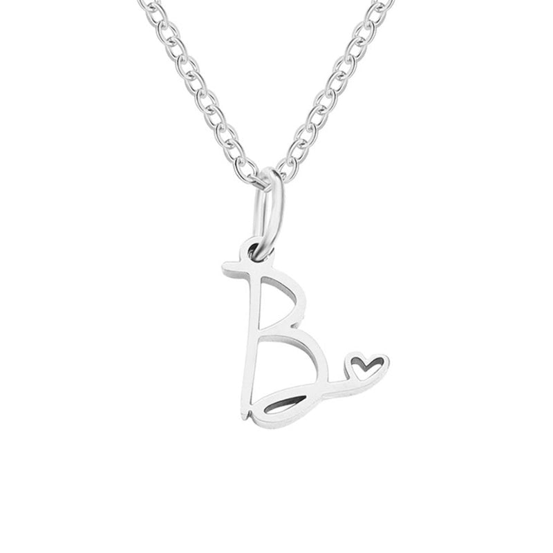 Annabelle - Heart-Shaped Silver Letter Necklace
