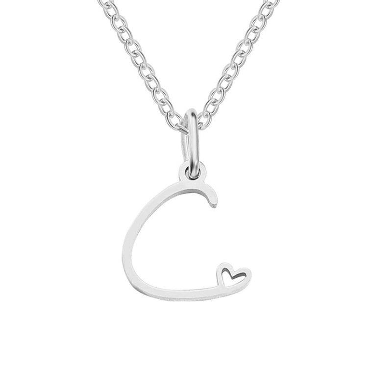 Annabelle - Heart-Shaped Silver Letter Necklace