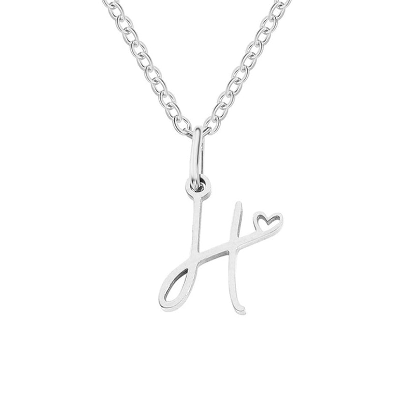 Annabelle - Heart-Shaped Silver Letter Necklace