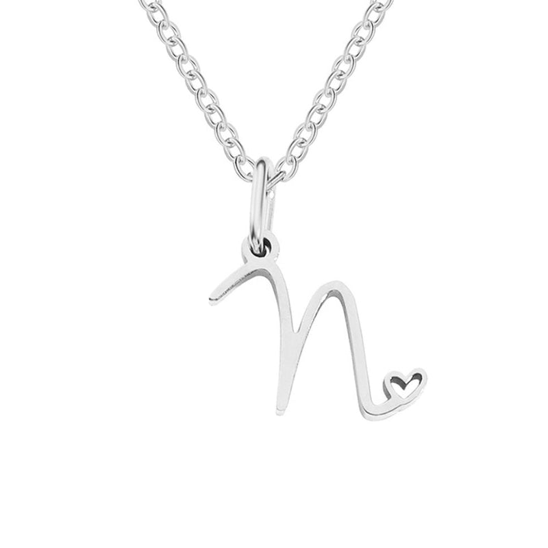 Annabelle - Heart-Shaped Silver Letter Necklace
