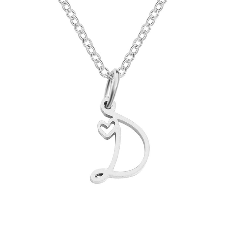 Annabelle - Heart-Shaped Silver Letter Necklace