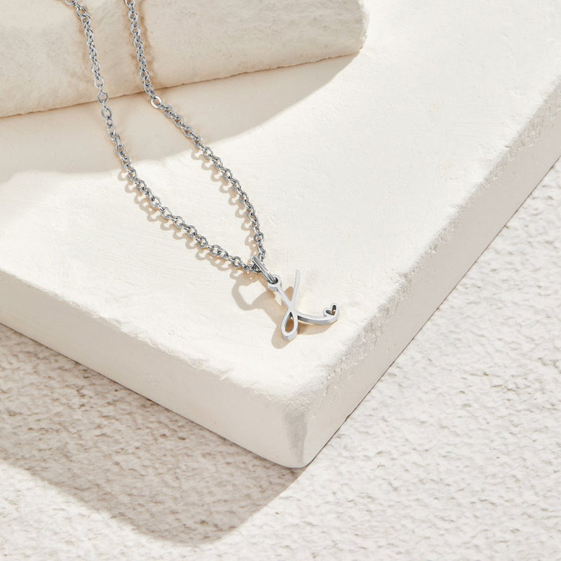 Annabelle - Heart-Shaped Silver Letter Necklace