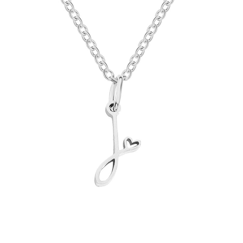 Annabelle - Heart-Shaped Silver Letter Necklace