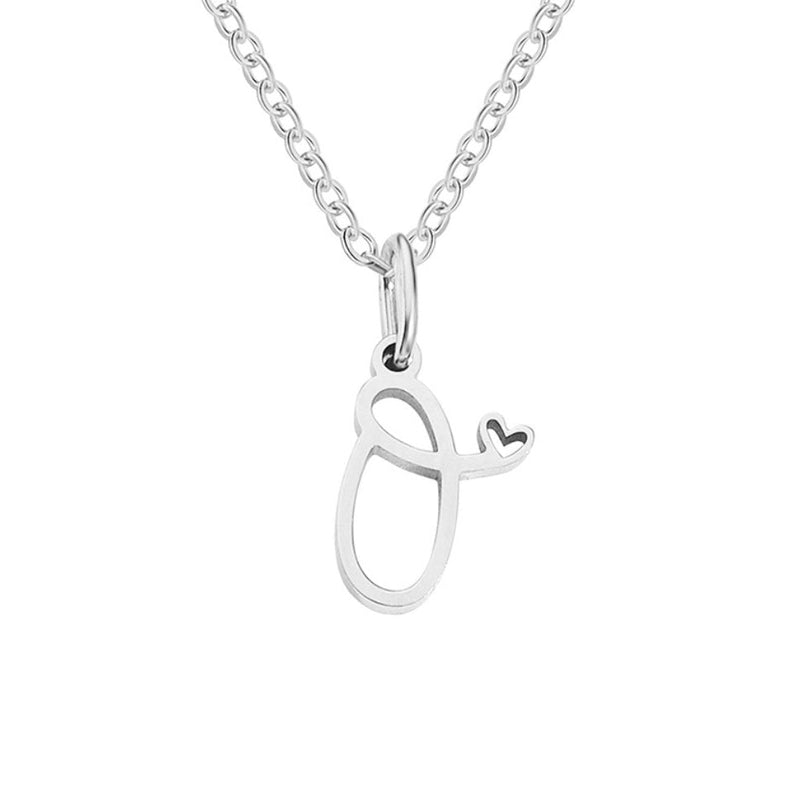 Annabelle - Heart-Shaped Silver Letter Necklace