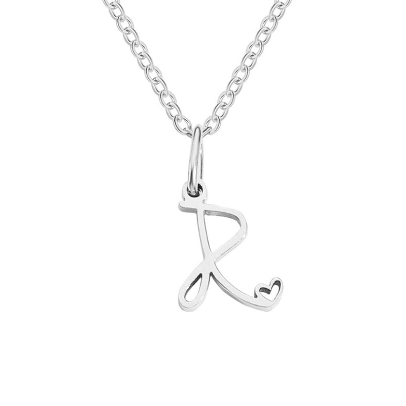 Annabelle - Heart-Shaped Silver Letter Necklace