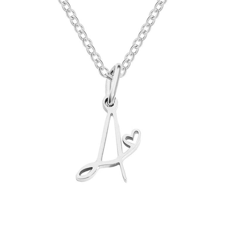 Annabelle - Heart-Shaped Silver Letter Necklace
