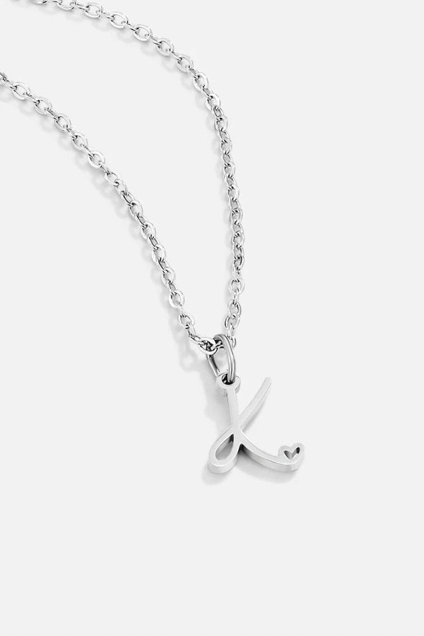 Annabelle - Heart-Shaped Silver Letter Necklace