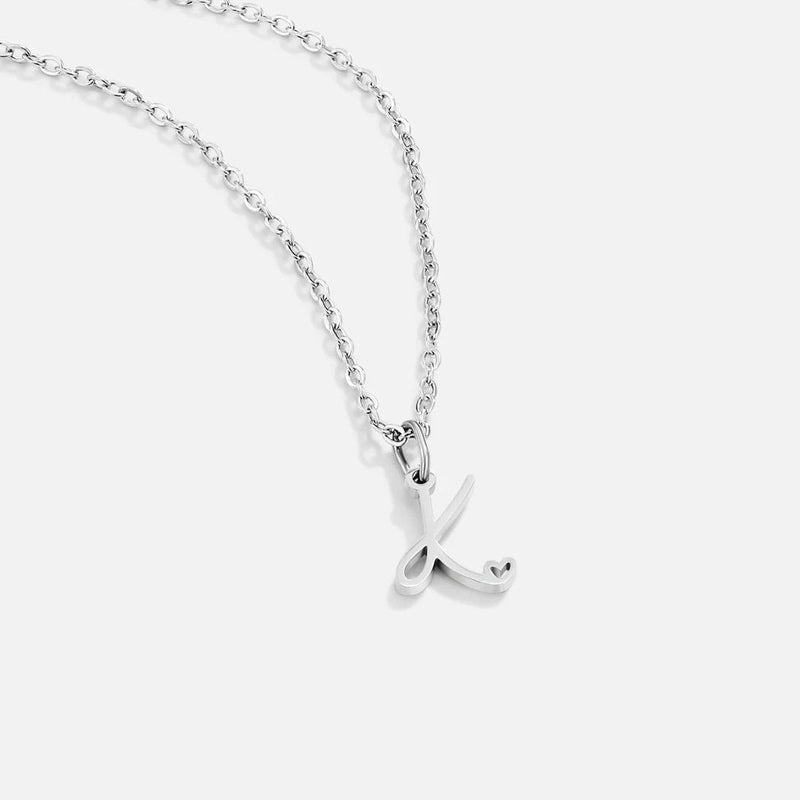 Annabelle - Heart-Shaped Silver Letter Necklace
