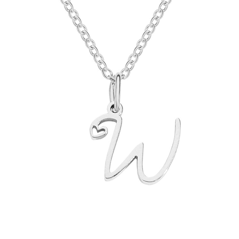 Annabelle - Heart-Shaped Silver Letter Necklace