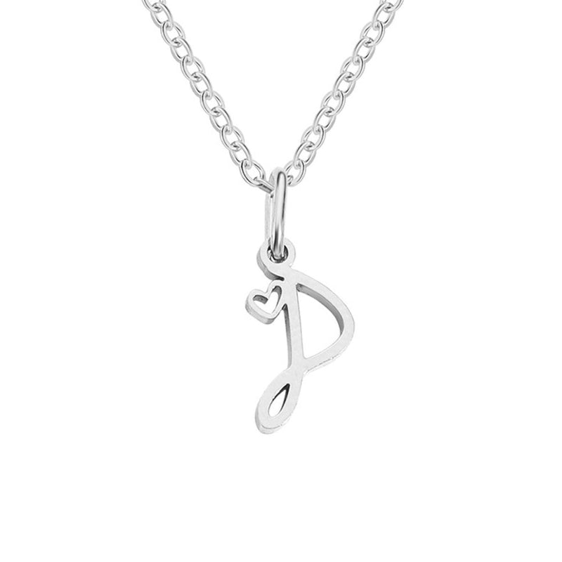 Annabelle - Heart-Shaped Silver Letter Necklace