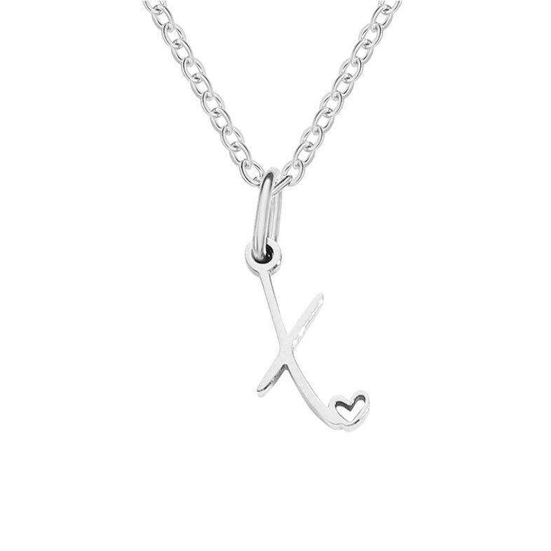 Annabelle - Heart-Shaped Silver Letter Necklace