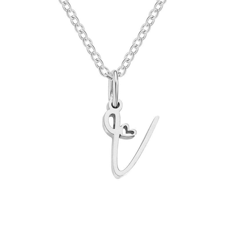 Annabelle - Heart-Shaped Silver Letter Necklace