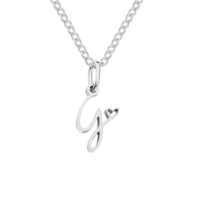 Annabelle - Heart-Shaped Silver Letter Necklace