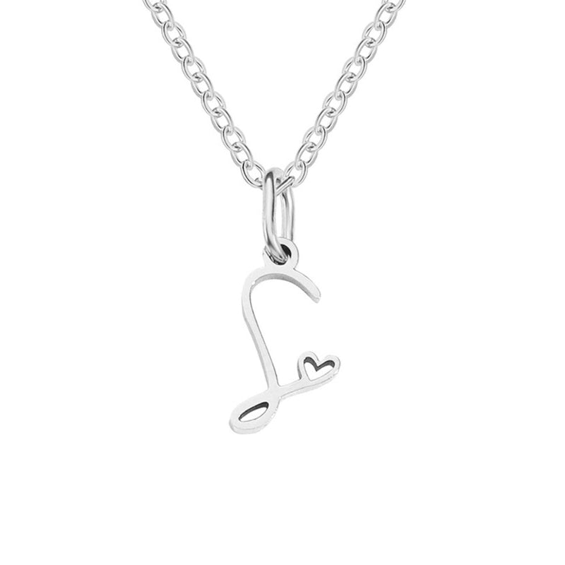 Annabelle - Heart-Shaped Silver Letter Necklace