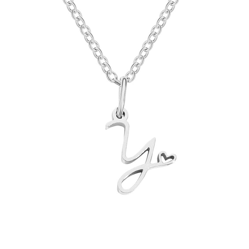 Annabelle - Heart-Shaped Silver Letter Necklace