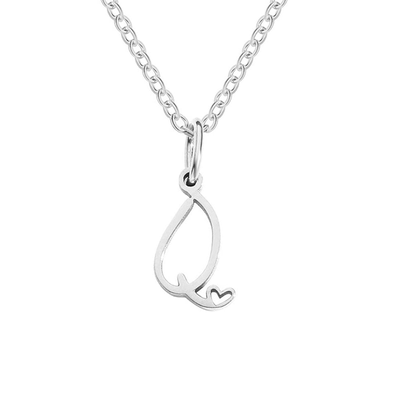 Annabelle - Heart-Shaped Silver Letter Necklace