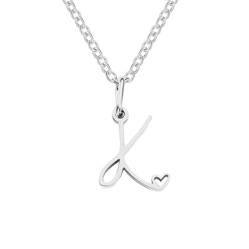 Annabelle - Heart-Shaped Silver Letter Necklace