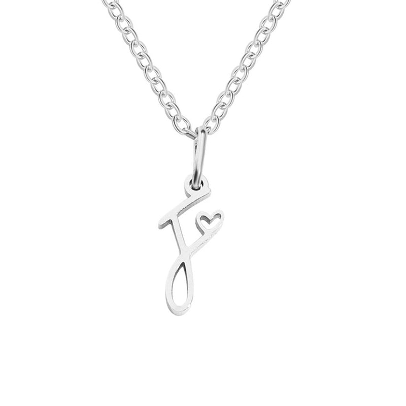 Annabelle - Heart-Shaped Silver Letter Necklace