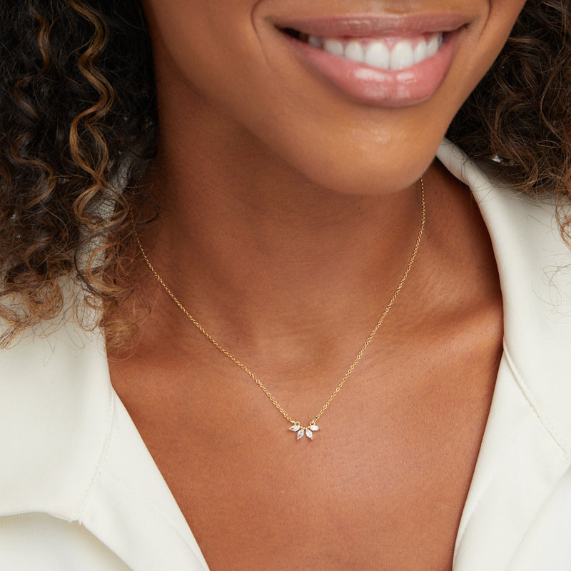 Andrea - Crystal Leaf Necklace