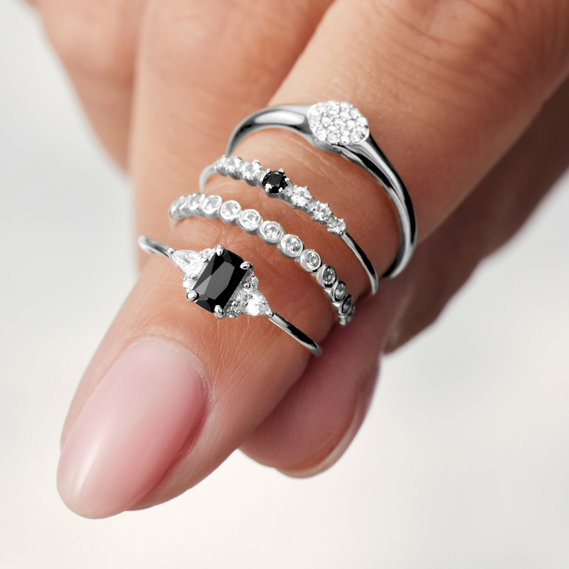 White Gold Diamond Bubble Ring