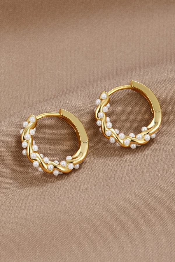 Vale Pearl Hoop Earrings" can be rewritten as "Vale Elegant Pearl Hoop Earrings.