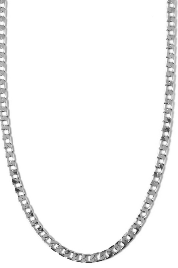 White Gold Flat Link Curb Chain Necklace