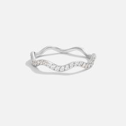 Zenya - Silver Wave Ring with Crystal Accents